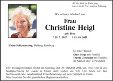 Traueranzeige Christine Heigl