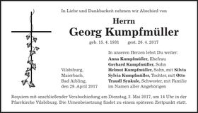 Traueranzeige Georg Kumpfmüller