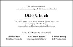 Traueranzeige Otto Ulrich
