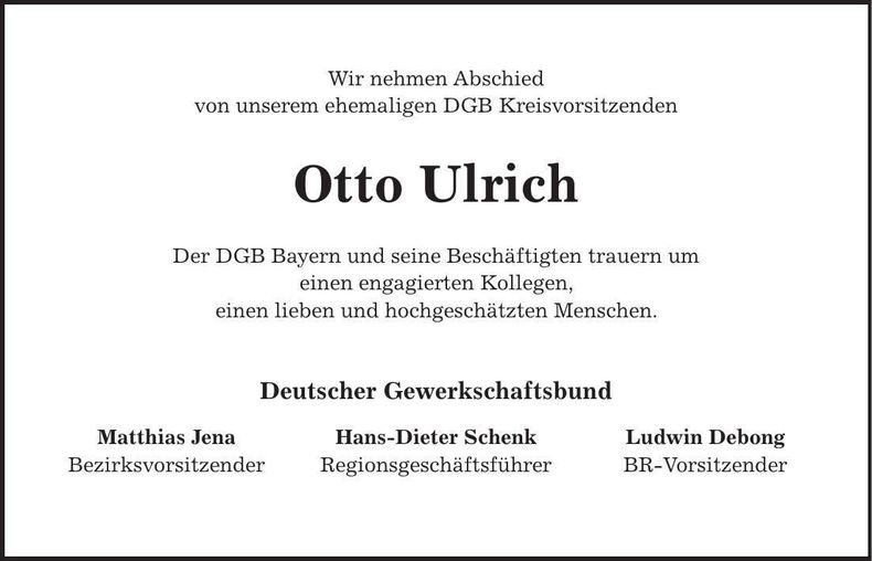 Traueranzeige Otto Ulrich
