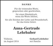 Traueranzeige Anna-Gertrude Lehrhuber