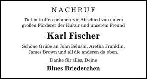 Traueranzeige Karl Fischer