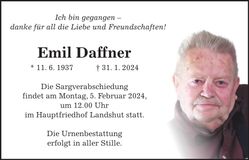 Traueranzeige Emil Daffner