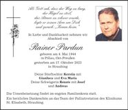 Traueranzeige Rainer Pardun