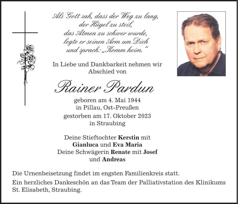 Traueranzeige Rainer Pardun