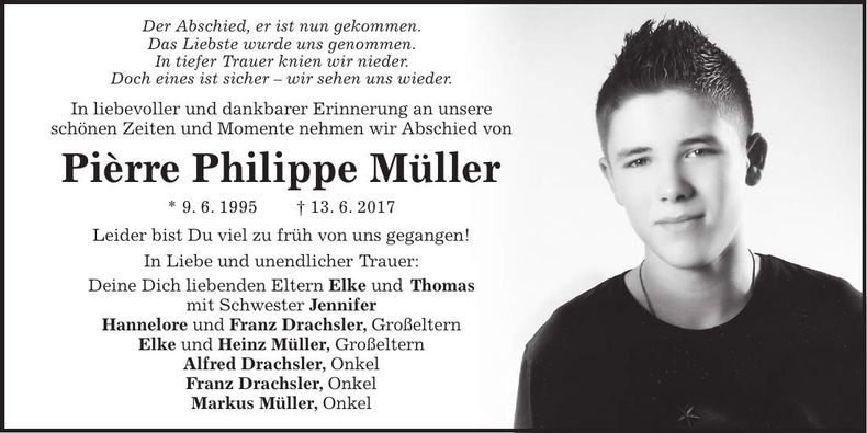 Traueranzeige Pierre Philippe Müller