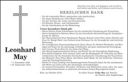 Traueranzeige Leonhard May