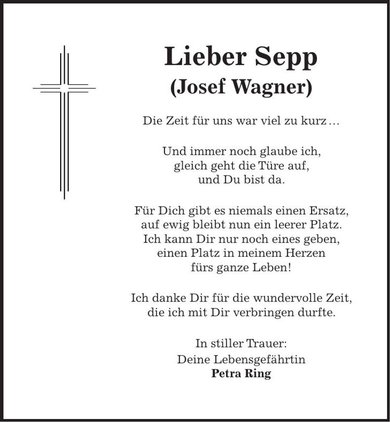 Traueranzeige Josef Wagner