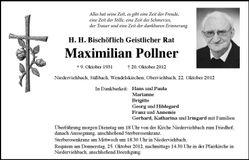 Traueranzeige Maximilian Pollner