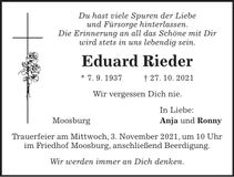 Traueranzeige Eduard Rieder