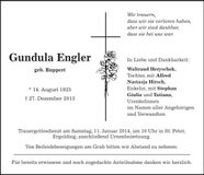 Traueranzeige Gundula Engler
