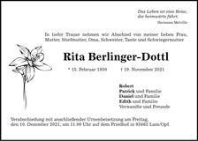 Traueranzeige Rita Berlinger-Dottl