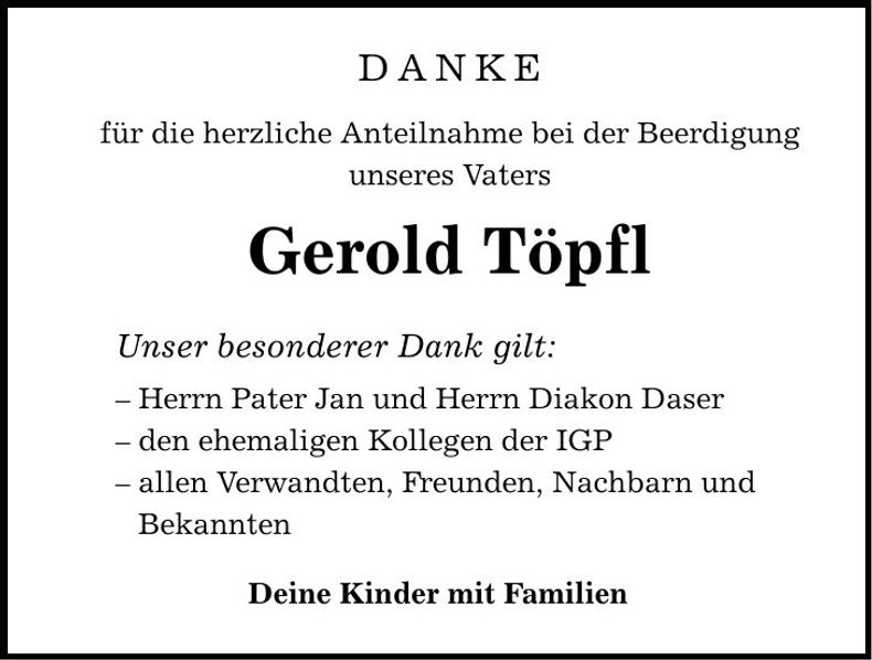 Traueranzeige Gerold Töpfl
