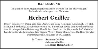Traueranzeige Herbert Geißler