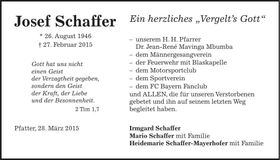 Traueranzeige Josef Schaffer