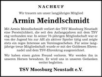 Traueranzeige Armin Meindlschmidt