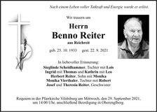 Traueranzeige Benno Reiter