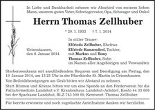 Traueranzeige Thomas Zellhuber
