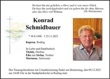 Traueranzeige Konrad Schmidbauer