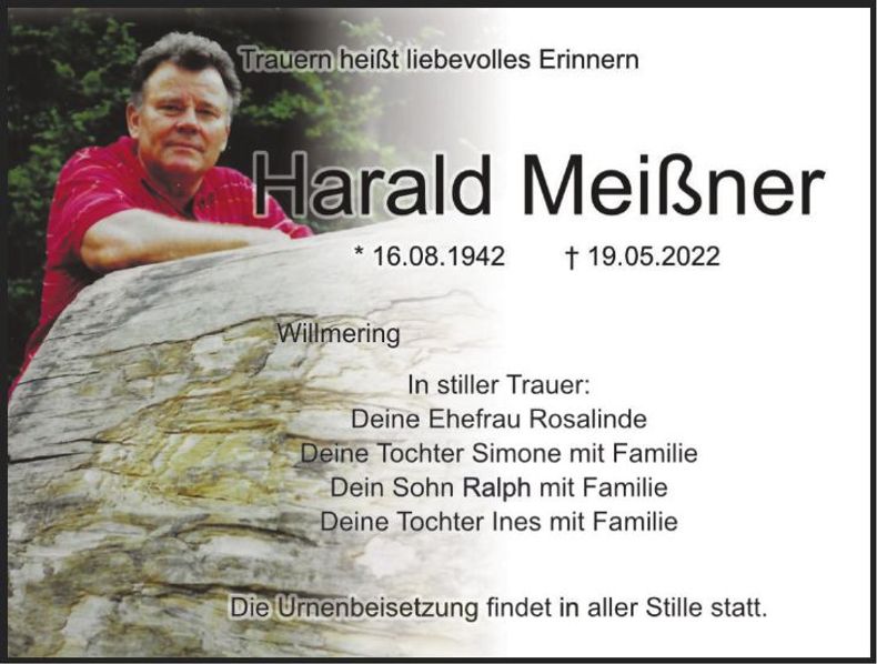 Traueranzeige Harald Meißner