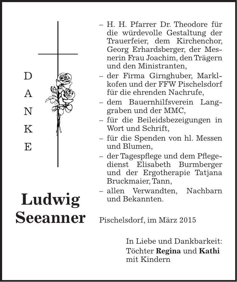 Traueranzeige Ludwig Seeanner