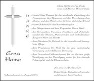 Traueranzeige Erna Hainz