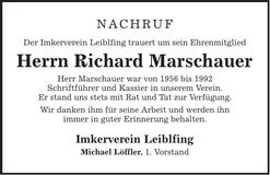 Traueranzeige Richard Marschauer
