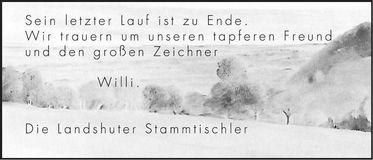 Traueranzeige Wilhelm Föckersperger