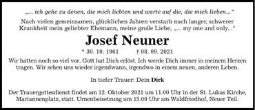 Traueranzeige Josef Neuner