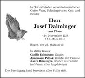 Traueranzeige Josef Daiminger