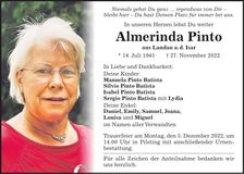 Traueranzeige Almerinda Pinto