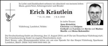 Traueranzeige Erich Kräutlein