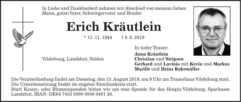Traueranzeige Erich Kräutlein