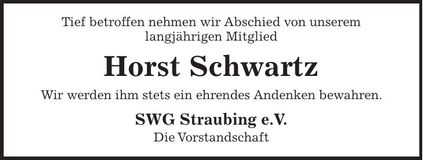 Traueranzeige Horst Schwartz