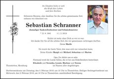 Traueranzeige Sebastian Schranner