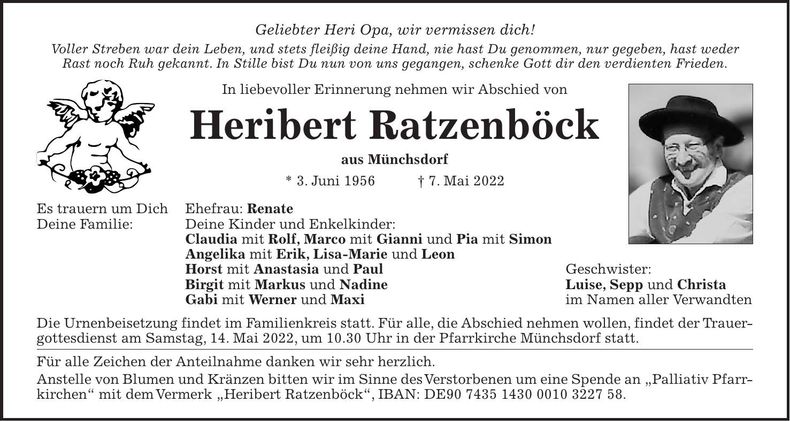 Traueranzeige Heribert Ratzenböck