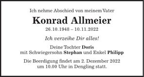 Traueranzeige Konrad Allmeier