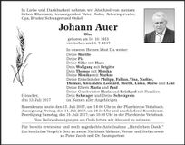 Traueranzeige Johann Auer