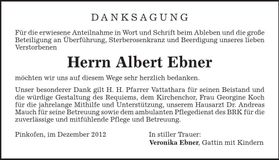 Traueranzeige Albert Ebner