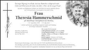 Traueranzeige Theresia Hammerschmid
