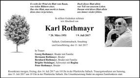 Traueranzeige Karl Rothmayr