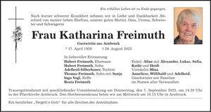 Traueranzeige Katharina Freimuth