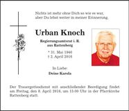 Traueranzeige Urban Knoch