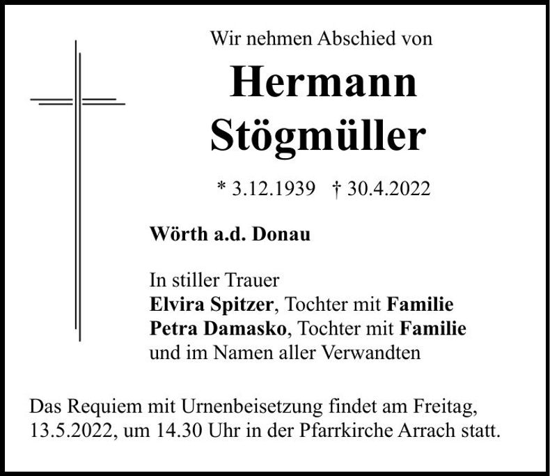 Traueranzeige Hermann Stögmüller