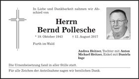 Traueranzeige Bernd Pollesche