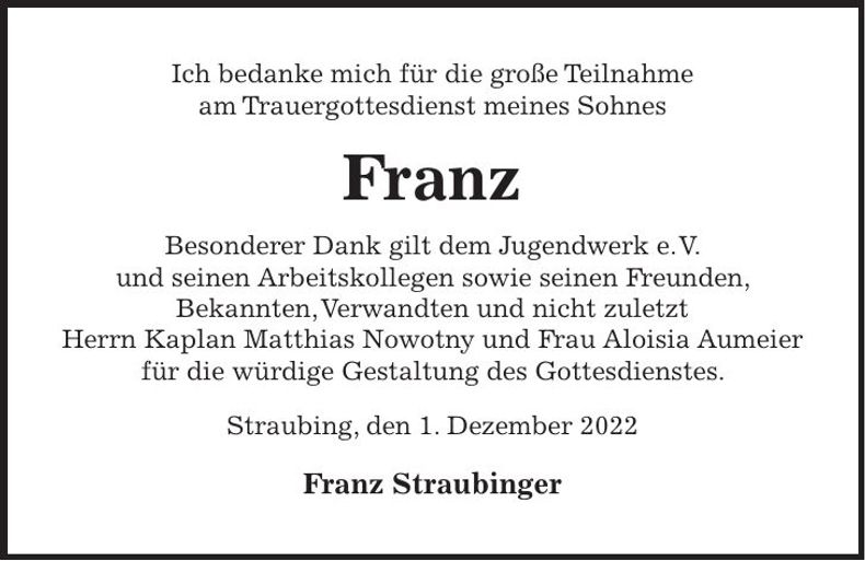 Traueranzeige Franz 