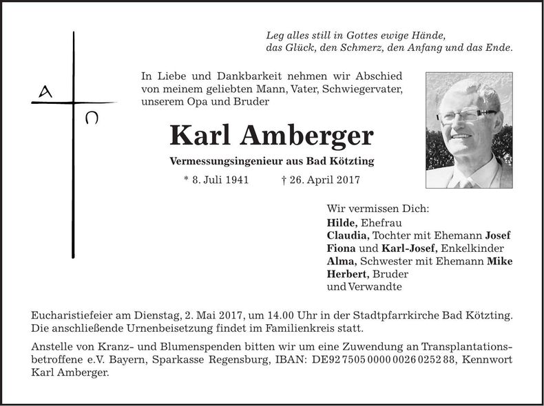 Traueranzeige Karl Amberger