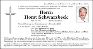 Traueranzeige Horst Schwarzbeck