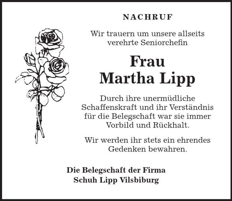 Traueranzeige Martha Lipp