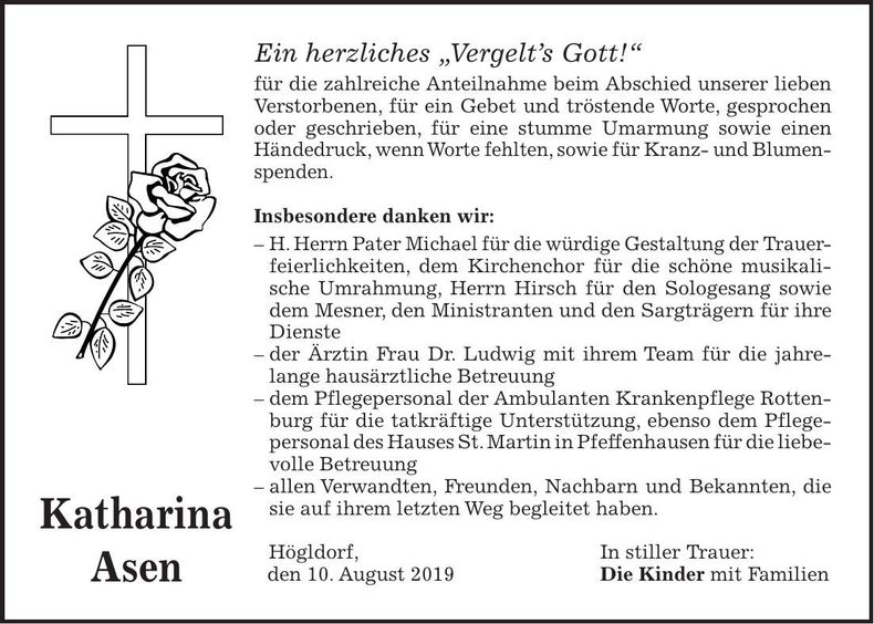 Traueranzeige Katharina Asen